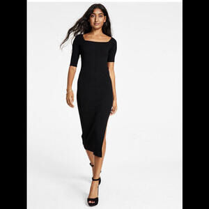 Women’s Lucy Paris Holland Square Neck Rib Knit Midi Dress